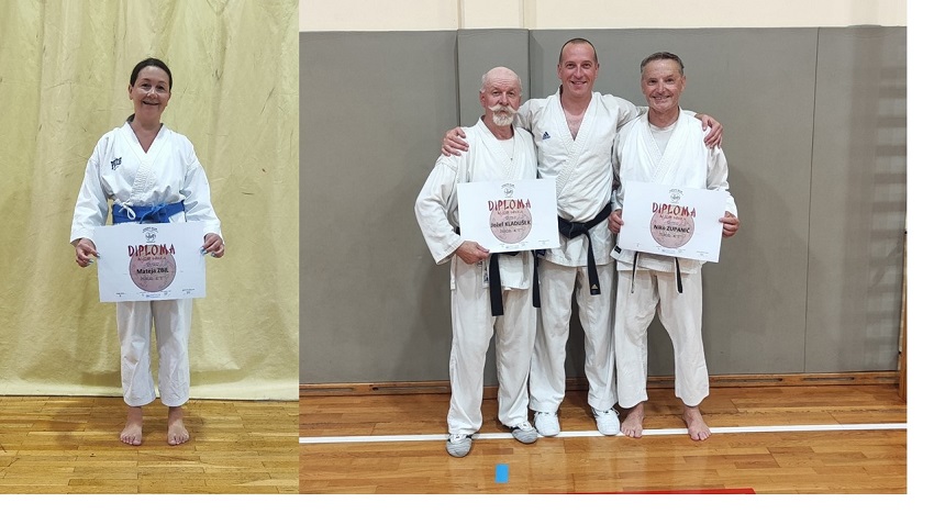 Uspešno zaključeno polaganje pasov Karate kluba Kozjansko in Obsotelje – mojstrica karateja Mateja Zbil je nosilka črnega pasu 1. DAN, mojstra karateja Niko Zupanič in Jožef Kladušek nosilca črnega pasu 4. DAN