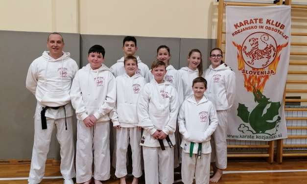 TEKMOVALCI DRŽAVNEGA NIVOJA KARATE KLUBA KOZJANSKO IN OBSOTELJE DOBILI NOVE HOODIJE .