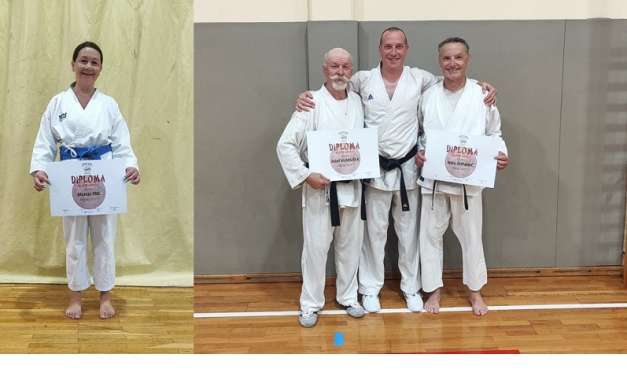 Uspešno zaključeno polaganje pasov Karate kluba Kozjansko in Obsotelje – mojstrica karateja Mateja Zbil je nosilka črnega pasu 1. DAN, mojstra karateja Niko Zupanič in Jožef Kladušek nosilca črnega pasu 4. DAN